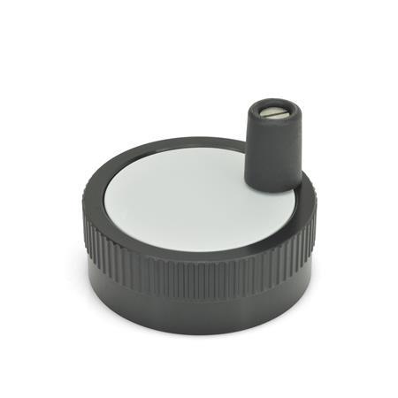 Otto Ganter Control Handwheel with Scale Lug Aluminum Black Anodized, GN 736.1